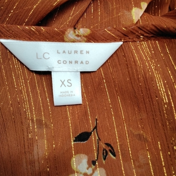 Lauren Conrad Burnt Orange/Rust Sheer Blouse   Size XS - Picture 3 of 3